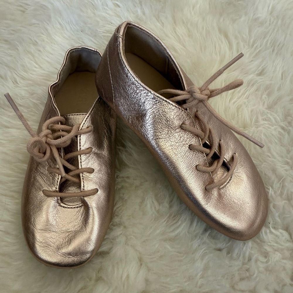 Zara Kids Metallic Rose Gold Loafers
